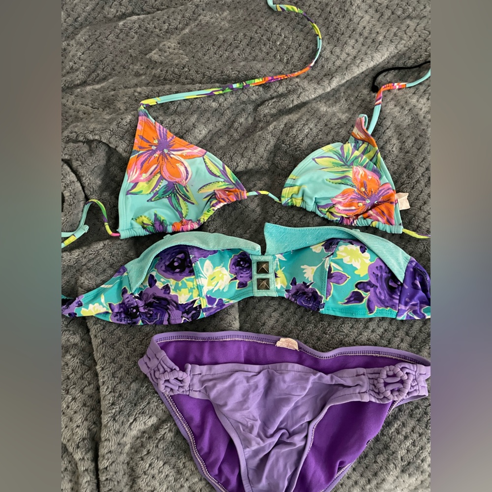 purple floral bikini